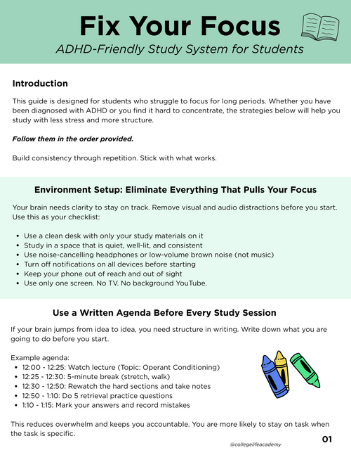 Fix Your Focus: An ADHD-Friendly Study System